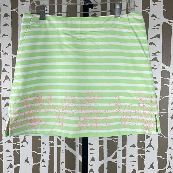 Lady Hagen Striped Embroidered Skort in Green Paradise 8 - Picture 1 of 11